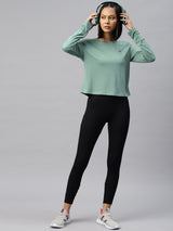 Alcis Women Green Slim Fit Sports T-shirt