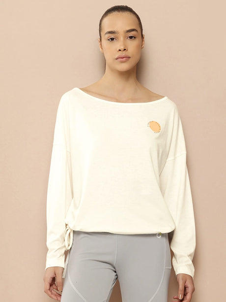 Alcis Women Typography Detail Drop-Shoulder Sleeves Yoga T-shirt