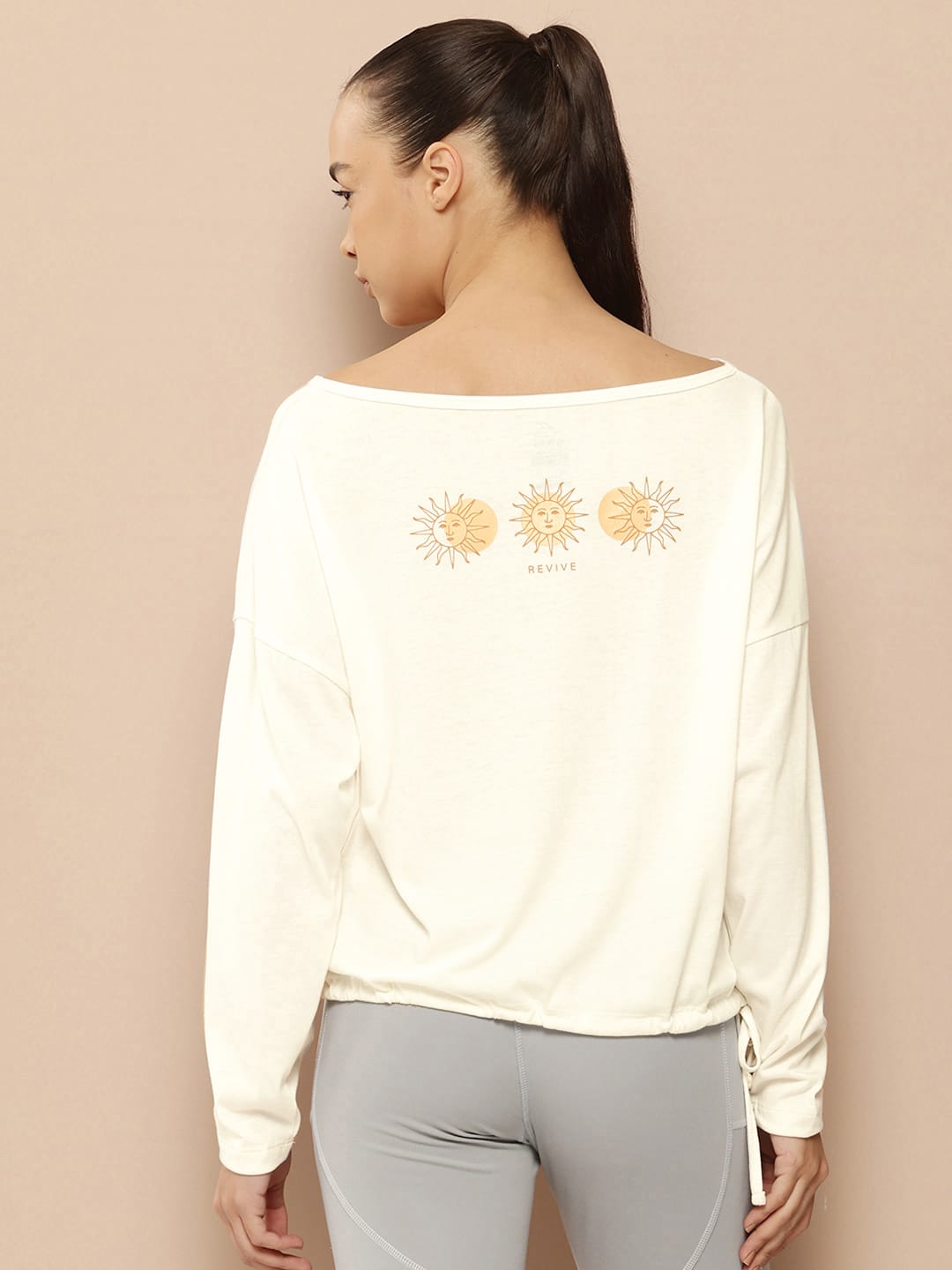Alcis Women Typography Detail Drop-Shoulder Sleeves Yoga T-shirt