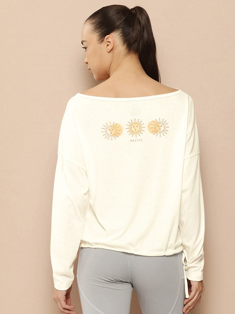 Alcis Women Typography Detail Drop-Shoulder Sleeves Yoga T-shirt
