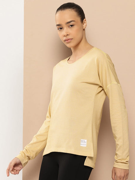 Alcis Women Solid Drop-Shoulder Sleeves T-shirt
