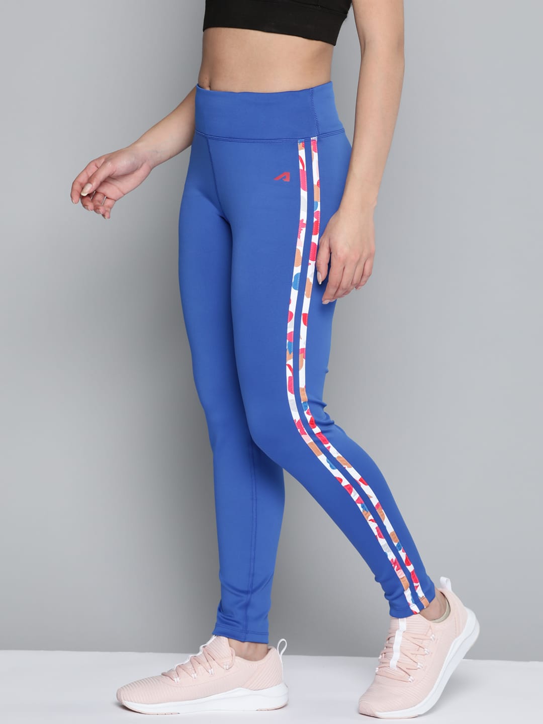 Alcis Women Blue White Striped Sports Tights