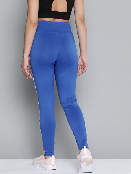 Alcis Women Blue White Striped Sports Tights