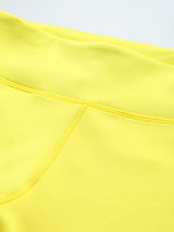 Alcis Women Yellow White Striped Sports Tights
