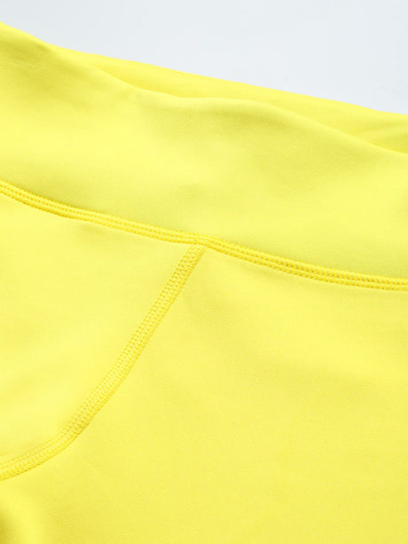 Alcis Women Yellow White Striped Sports Tights