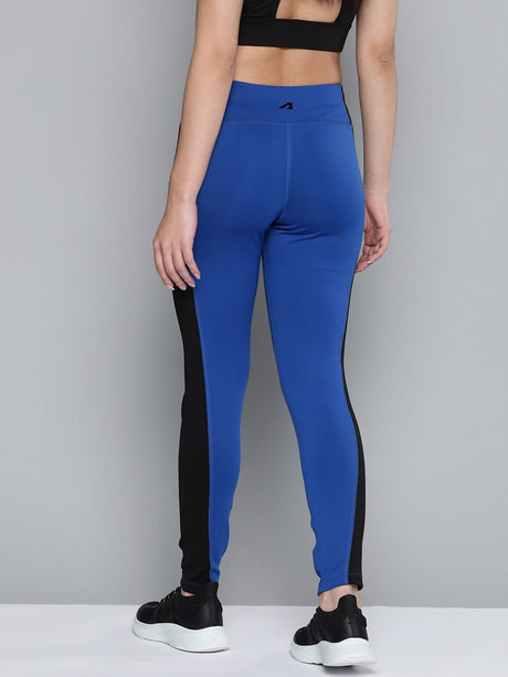 Alcis Women Blue Black Colorblocked Sports Tights