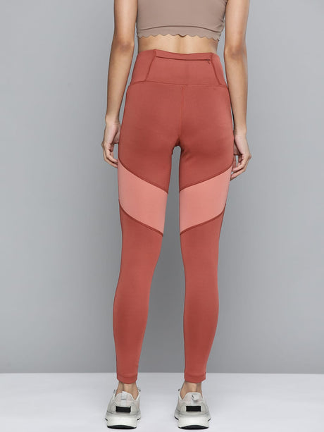 Alcis Women Rust-Orange Colourblocked Cropped Sport Tights