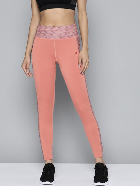 Alcis Women Dusty Pink Solid Gym Tights | Alcis