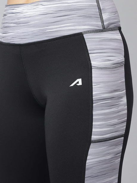 Alcis Women Black Colour-blocked Full-Length Training Tights