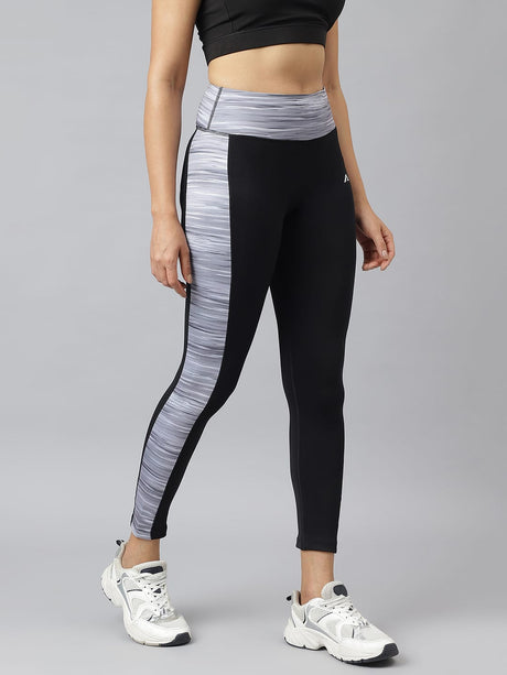 Alcis Women Black Colour-blocked Full-Length Training Tights
