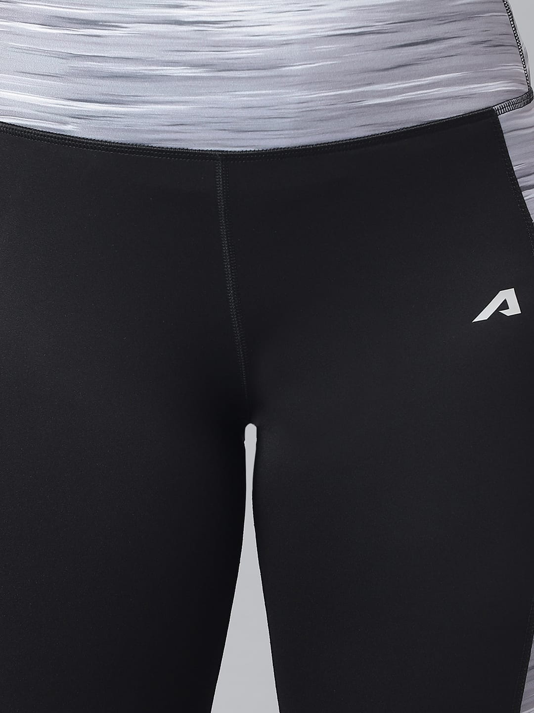 Alcis Women Black Colour-blocked Full-Length Training Tights