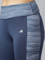 Alcis Women Navy Colour-blocked Full-Length Training Tights