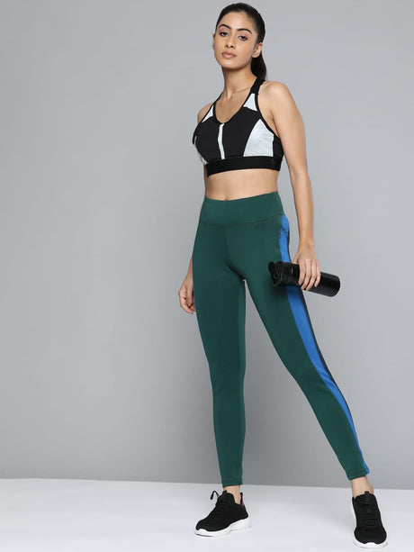 Alcis Women Green & Blue Solid Tights