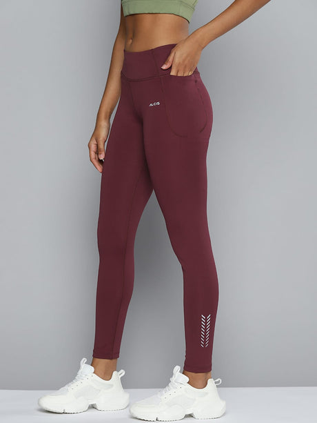 ALCIS Women Burgundy Solid Tights | Alcis