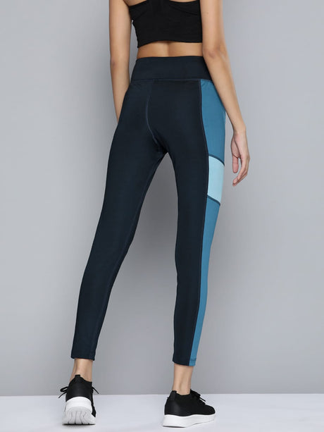 Alcis Women Blue Colourblocked Tights