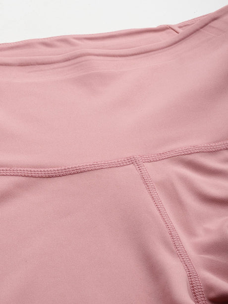 Alcis Women Pink Solid Knitted Running Tights