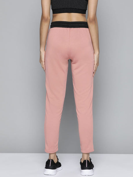 Women Dusty Pink Solid Slim Fit Gym Joggers | Alcis