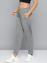 Alcis Women's Grey Melange Solid Slim-Fit Training Track Pants
