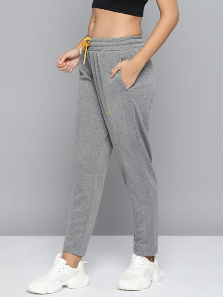 Alcis Women's Grey Melange Solid Slim-Fit Training Track Pants