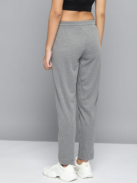 Alcis Women's Grey Melange Solid Slim-Fit Training Track Pants
