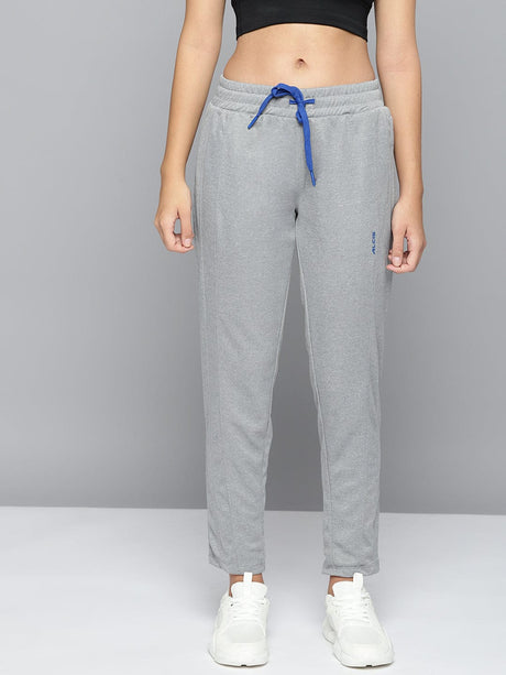 Alcis Women Grey Melange Solid Slim-Fit Training Track Pants