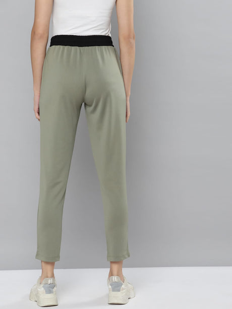 Alcis Women Olive Green Solid Slim Fit Track Pants