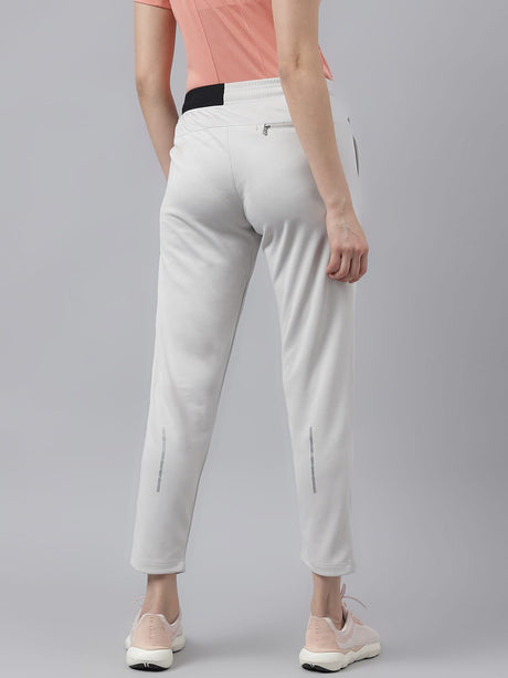 Alcis Women's Light Grey Anti-Static Drytech+ Slim-Fit Running Track Pants