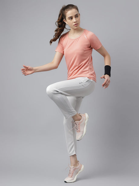 Alcis Women's Light Grey Anti-Static Drytech+ Slim-Fit Running Track Pants