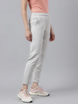 Alcis Women's Light Grey Anti-Static Drytech+ Slim-Fit Running Track Pants