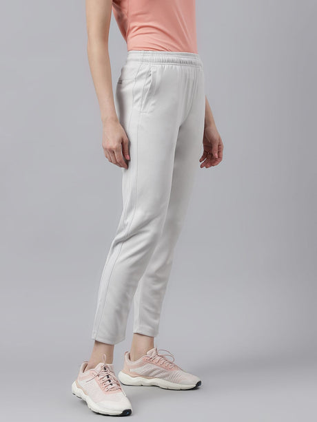Alcis Women's Light Grey Anti-Static Drytech+ Slim-Fit Running Track Pants