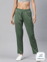 Alcis Women Green Slim Fit Hyper Hue Performance Reflective Track Pants