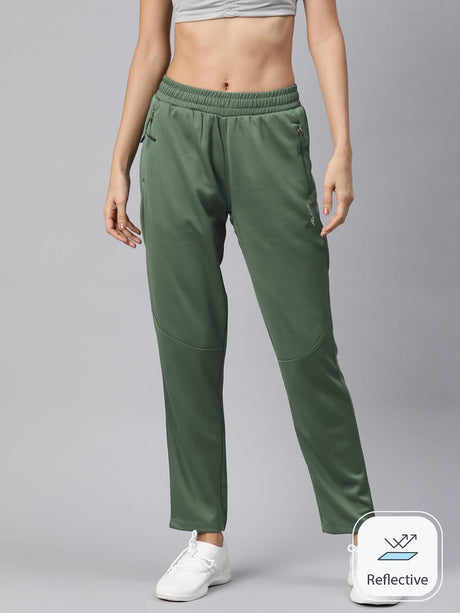 Alcis Women Green Slim Fit Hyper Hue Performance Reflective Track Pants