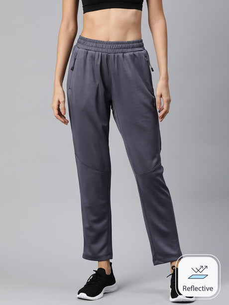 Alcis Women Grey Slim Fit Hyper Hue Performance Reflective Track Pants
