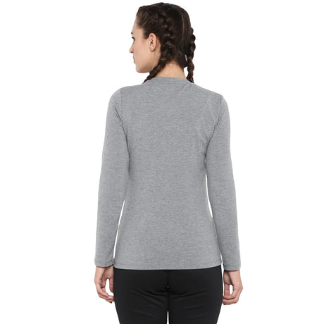 Alcis Women Grey Solid Round Neck T-shirt | Alcis