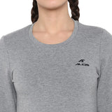 Alcis Women Grey Solid Round Neck T-shirt