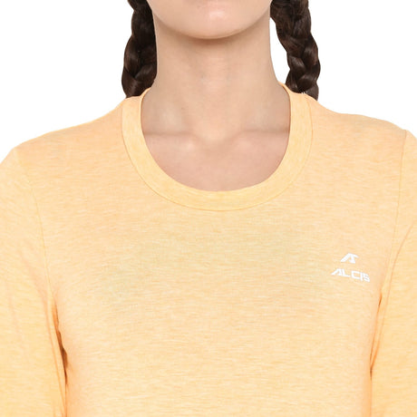 Alcis Women Orange Solid Round Neck T-shirt | Alcis