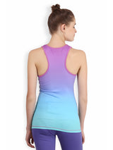Alcis Women Purple Blue Ombre-Dyed V-Neck Slim Fit T-shirt