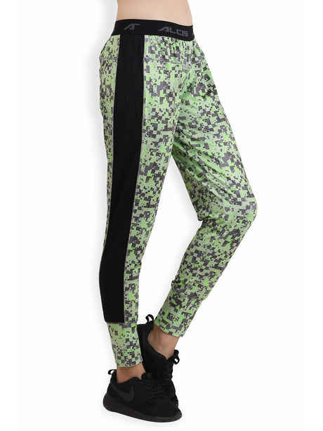 Alcis Womens Printed Green Track Pant ALWPA143429 | Alcis