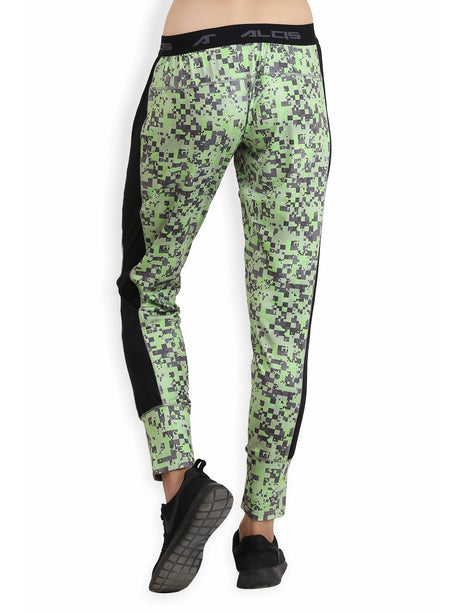 Alcis Womens Printed Green Track Pant ALWPA143429 | Alcis