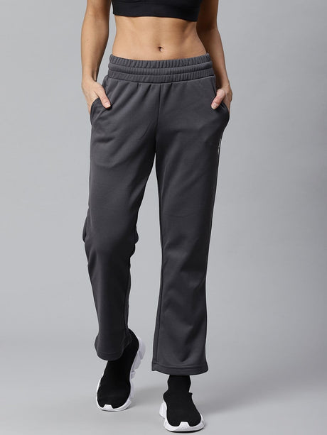 Alcis Women Charcoal Grey Solid Cropped Track Pants | Alcis