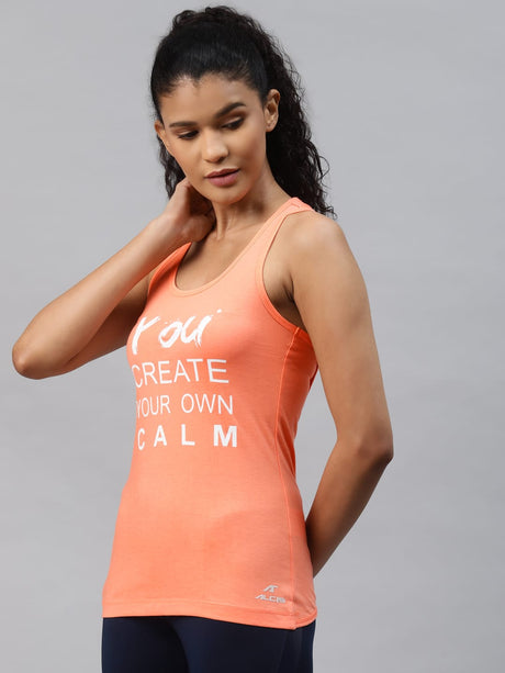 Alcis Women Orange Printed Tank Top | Alcis