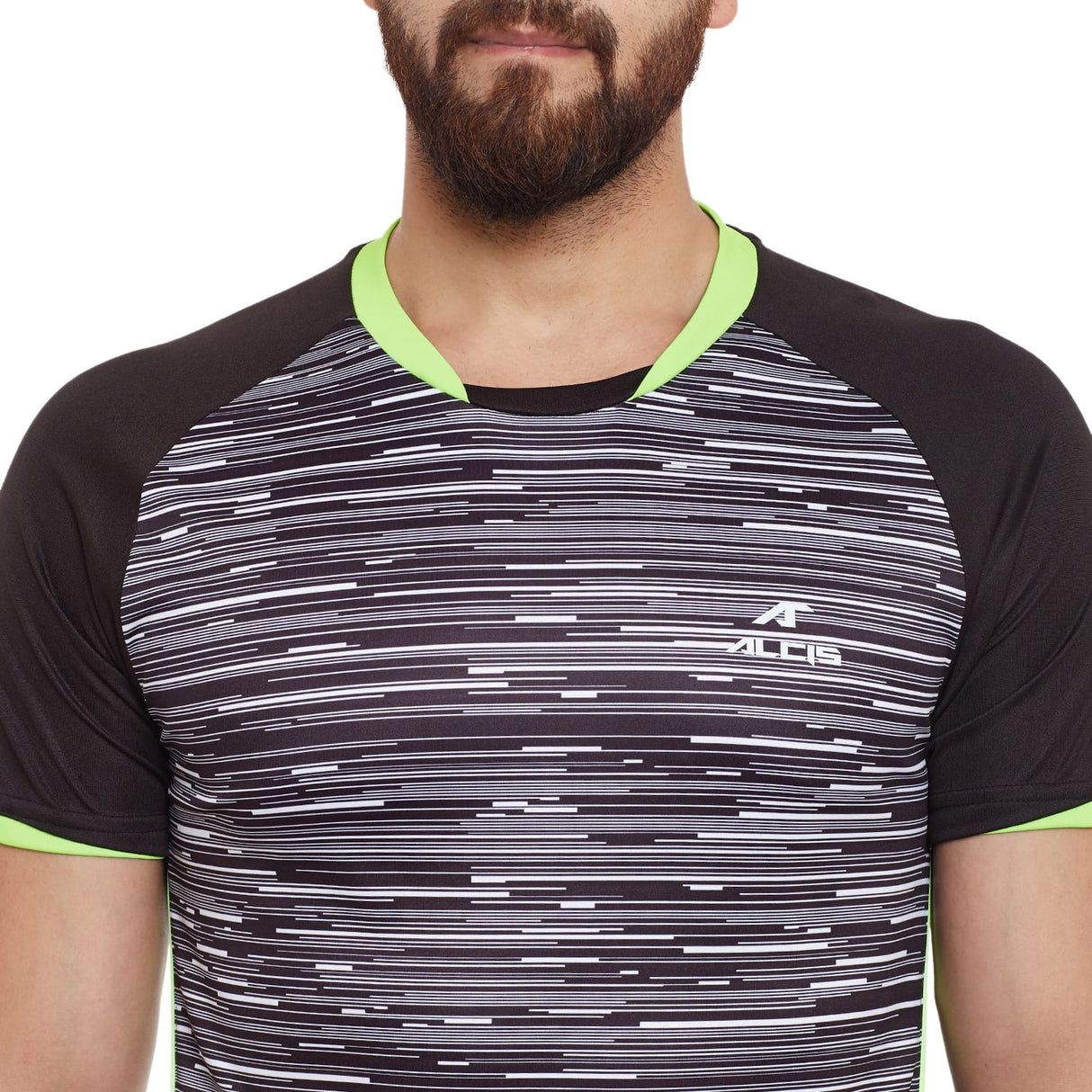 Alcis Men Black Printed Round Neck T-shirt