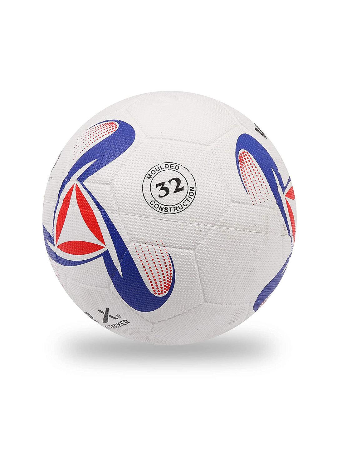 Vector X Synthetic Rubber Moulded Attacker Footballl With Pump (Size-5) (White-Blu-Red)