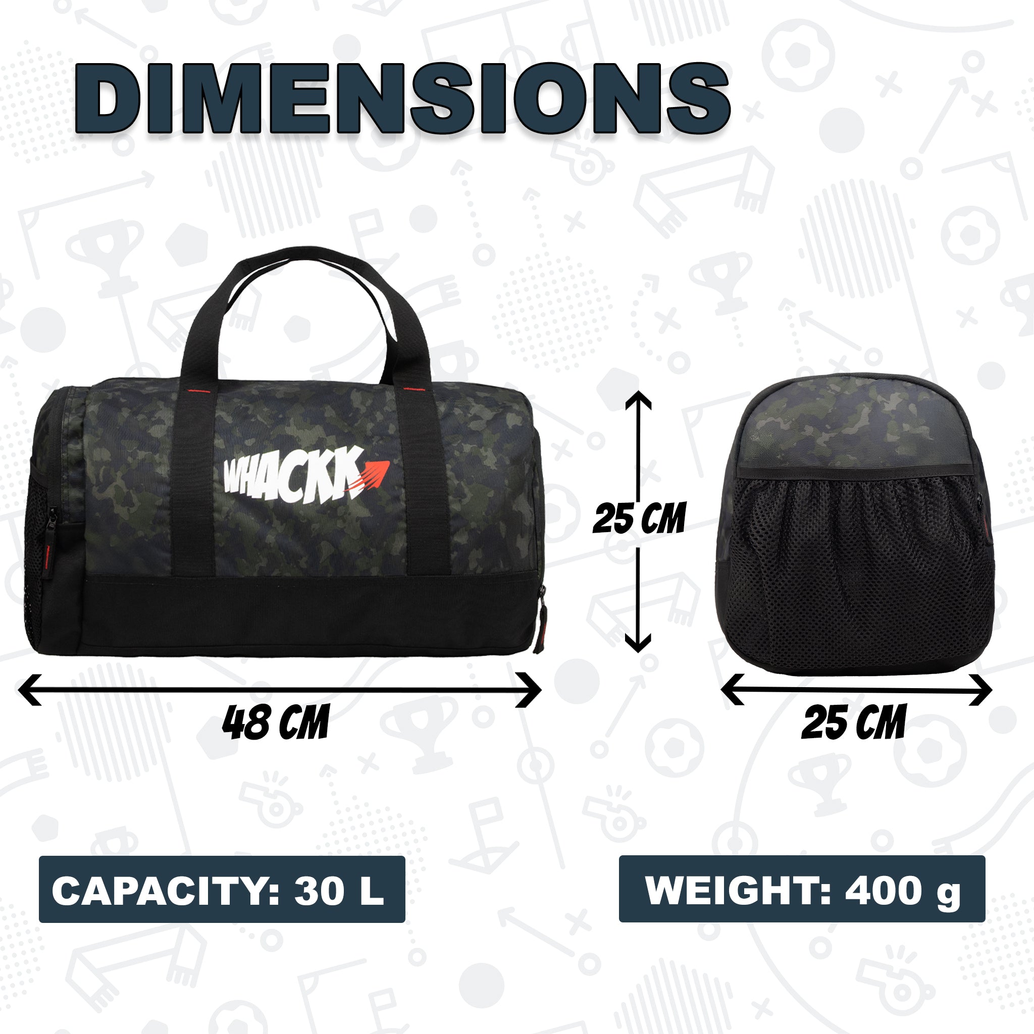 Cardio Wild Moss 31L Gym Fitness Workout Training Sports Travel Duffle Bag Separate Shoe Pocket Dry Wet Pocket Multipurpose Carry Bag Adjustable Strap Lightweight Sports Kit Men Women