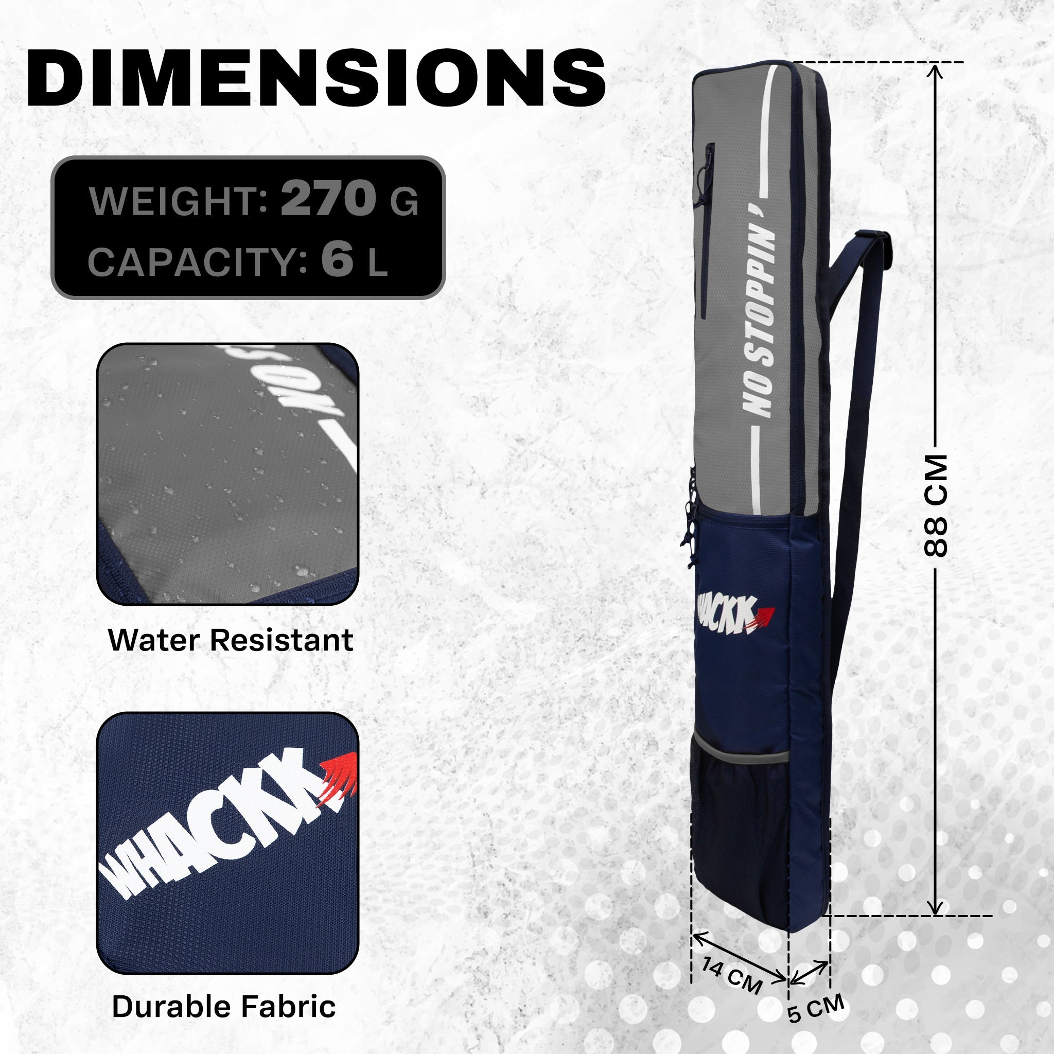 Hayden Grey Cricket Bat Cover Polyester Material, Premium Full Size Cover for Wooden and Plastic Bats with Heavy Duty Stitched Strap