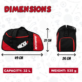 Attirant Red Black 32L |Gym Fitness workout Training Sports Travel duffle bag separate shoe pocket |Multipurpose Carry Bag | Adjustable Strap|Unisex|Lightweight |Sports Kit | Swimming | Men Women