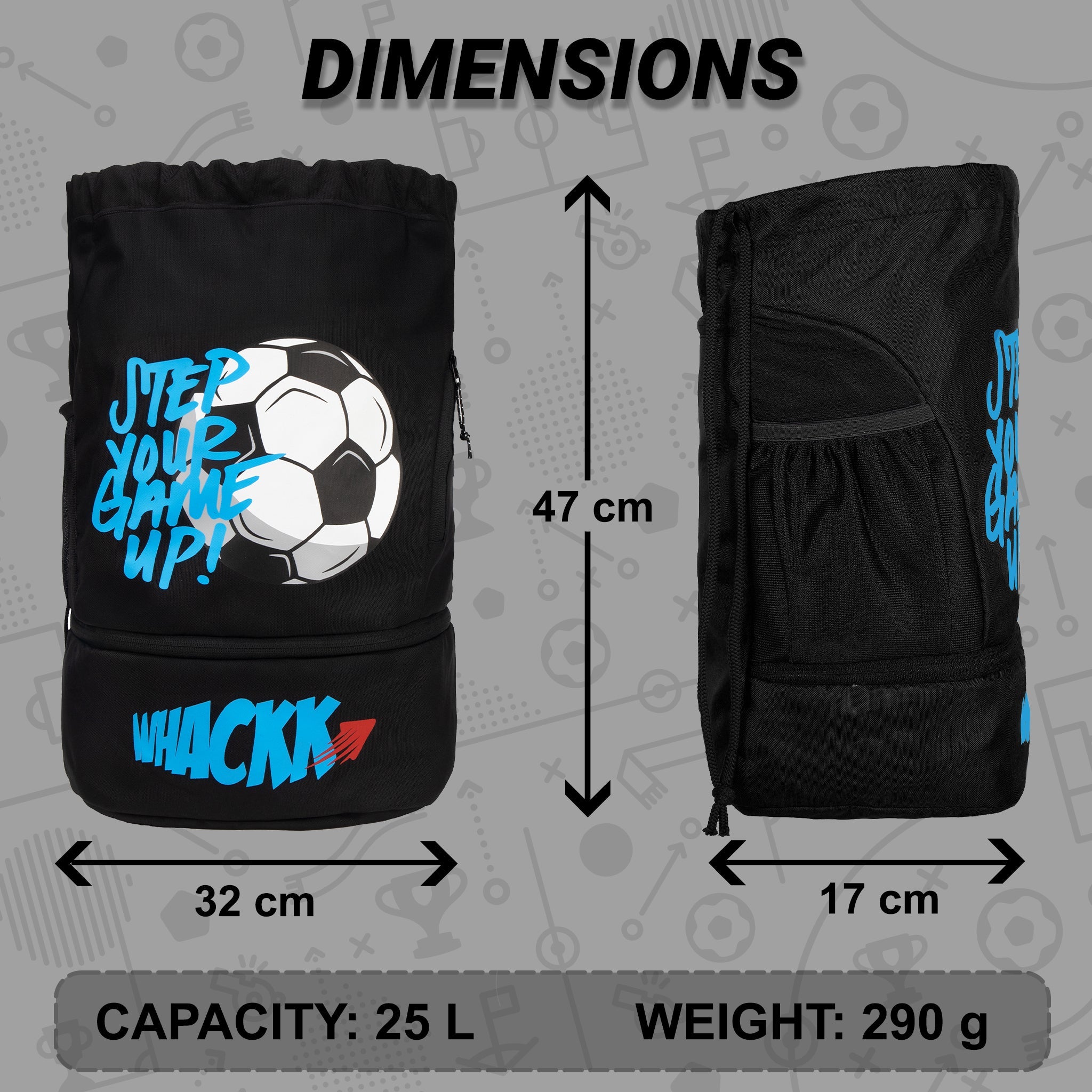 Blitz Black Soccer|Football Equipment Bags|Basketball Volleyball Throwball Drawstring Backpack Bags|Shoes Mobile Bottle Holder Pocket|Sports Men Boys Bag|Dori Backpack |Gym Bag|Kitbag Kit Bag