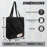 Borg Black 23L Tennis Badminton Squash Shoulder Bag/Sep Shoe Pocket/Bottle Holder/Organiser