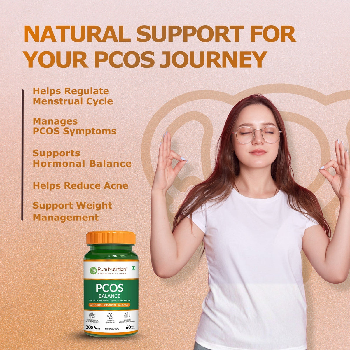 PCOS Balance Supplement  Myo-Inositol & D-Chiro-Inositol | 60 Tablets for Women