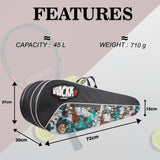 Team Grey Printed 45L Tennis Badminton Squash Equipment Cover Kit Bag 3 Big Compartments 4T 6B Racket | Backpack & Duffel